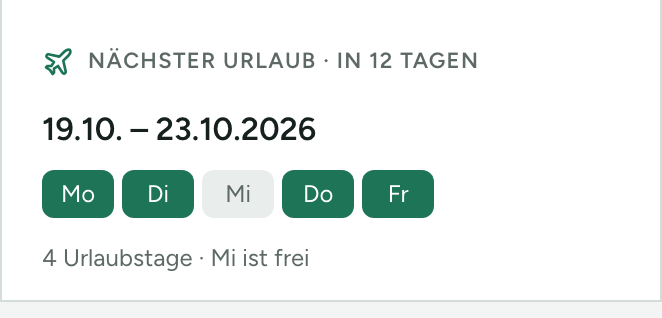 Nächster Urlaub in 12 Tagen